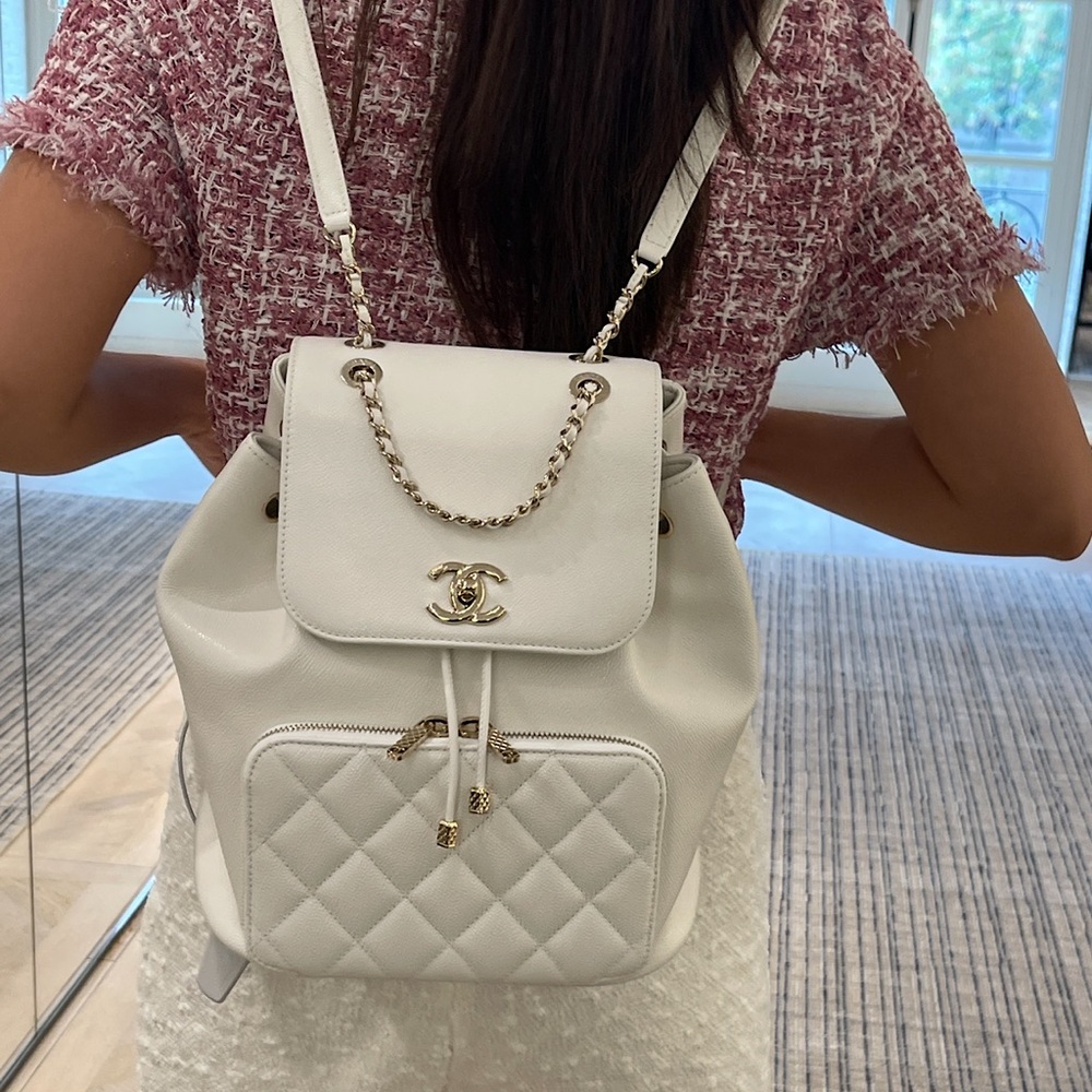 White Chanel Backpack Business Affinity